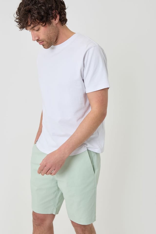 Threadbare Threadbare Men's Cotton Regular Fit Stretch Chino Shorts in Mint - 3