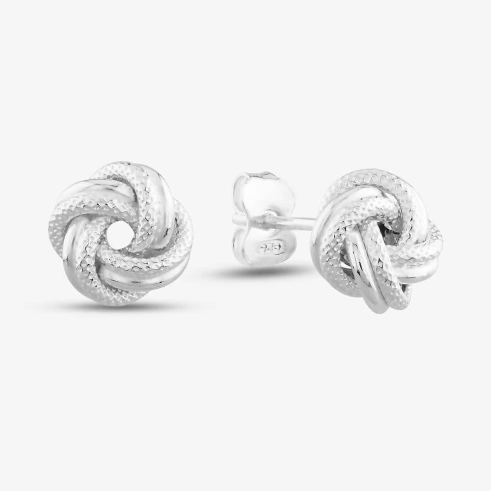 T.H.Baker T.H.Baker Women's Silver Textured Knot Stud Earrings 8-55-6429