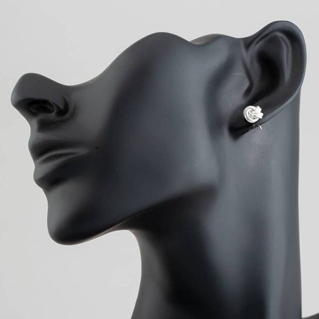 T.H.Baker T.H.Baker Women's Silver Textured Knot Stud Earrings 8-55-6429 - 3