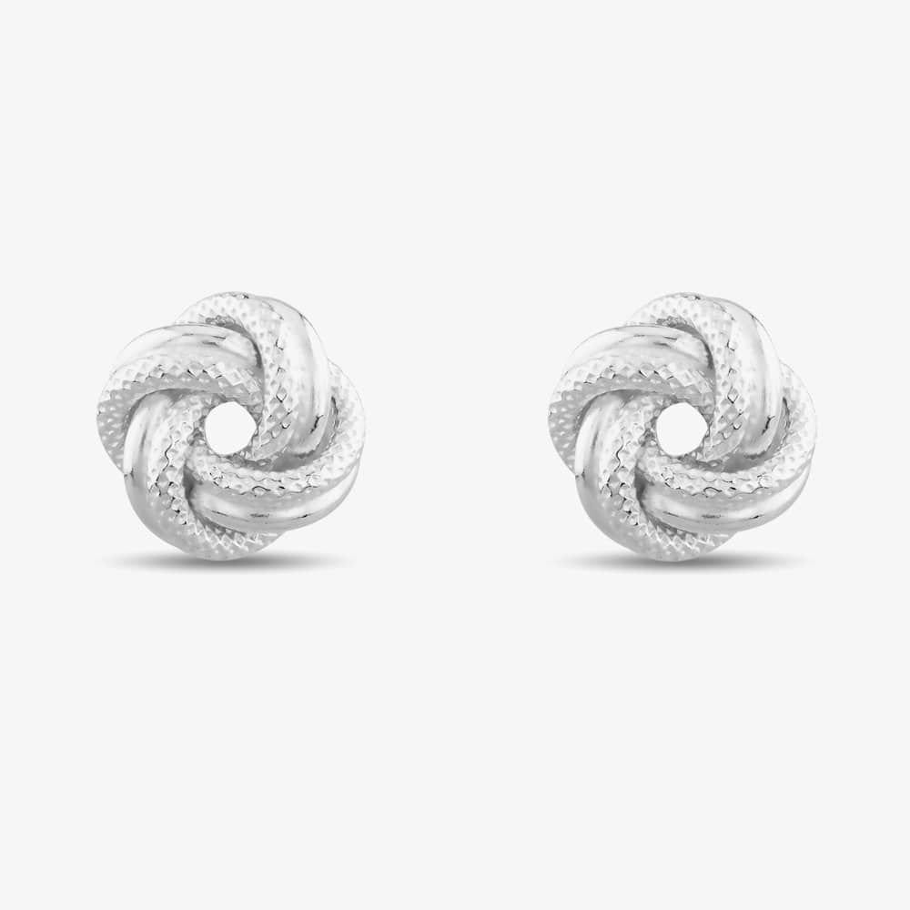 T.H.Baker T.H.Baker Women's Silver Textured Knot Stud Earrings 8-55-6429 - 4
