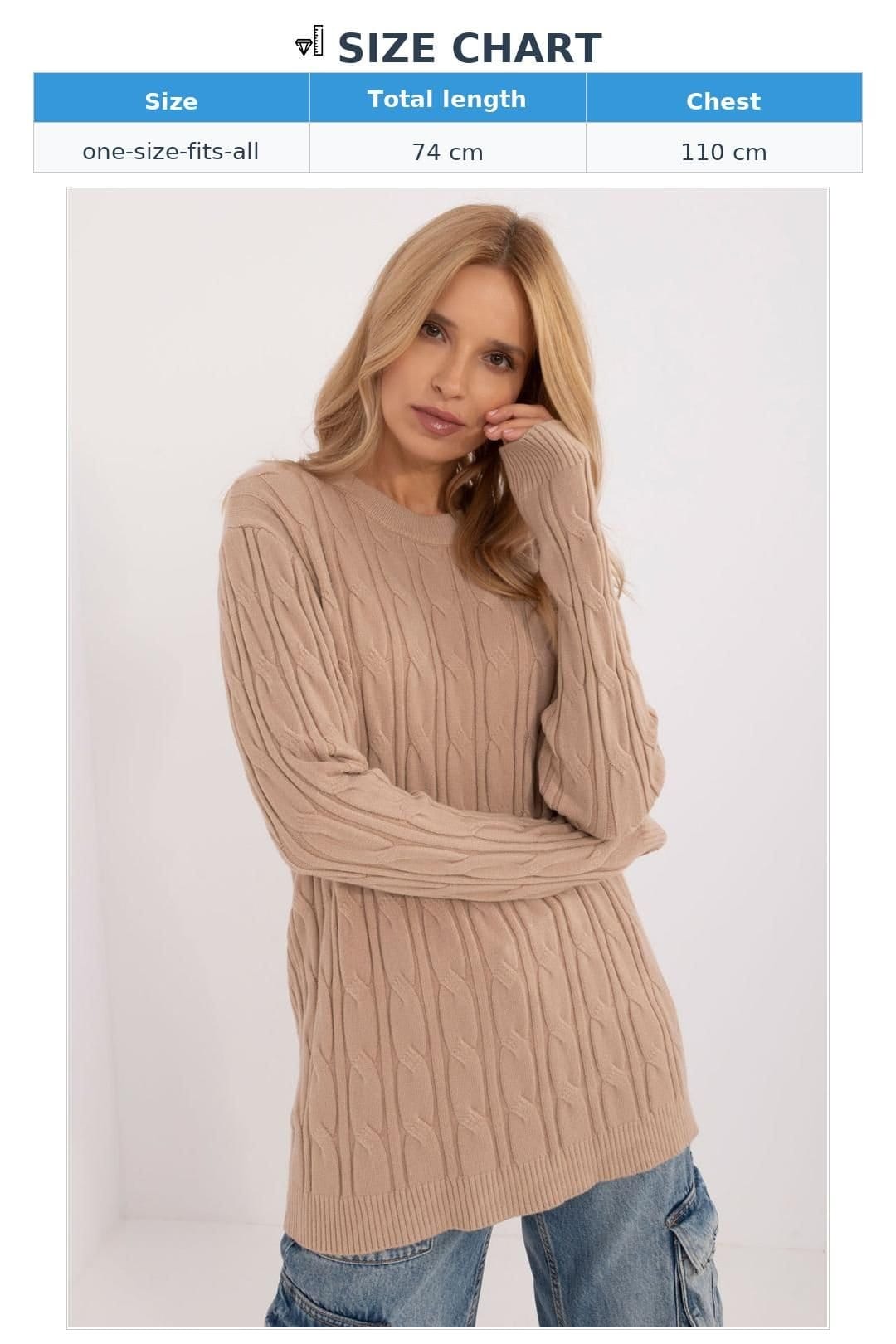 Love Lace Love Lace Women's Textured Long Sleeve Round Neck Casual Sweater in Beige - 4