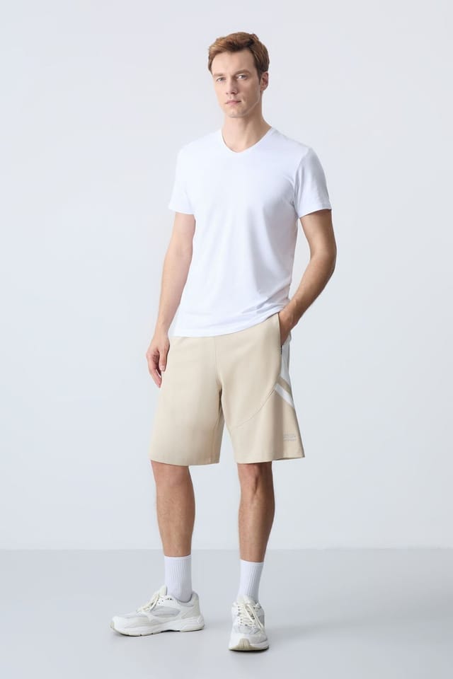 Tommy Life Tommy Life Men's Fleece Sweat Shorts in Beige - 2