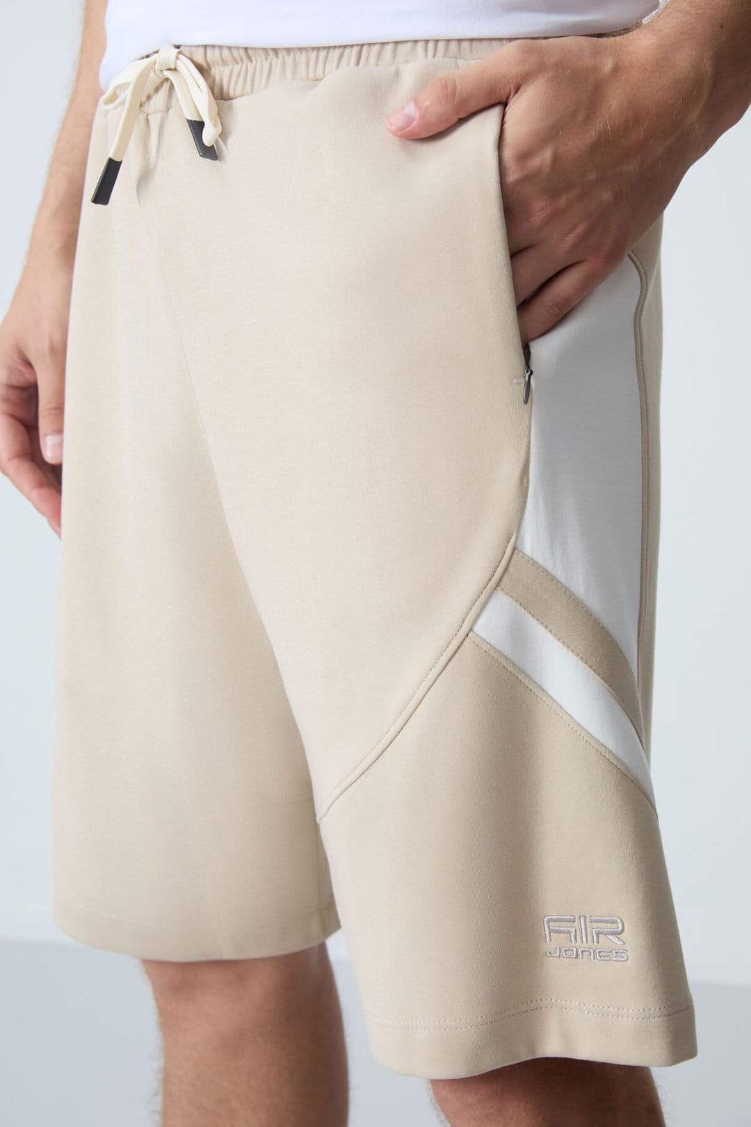 Tommy Life Tommy Life Men's Fleece Sweat Shorts in Beige - 4