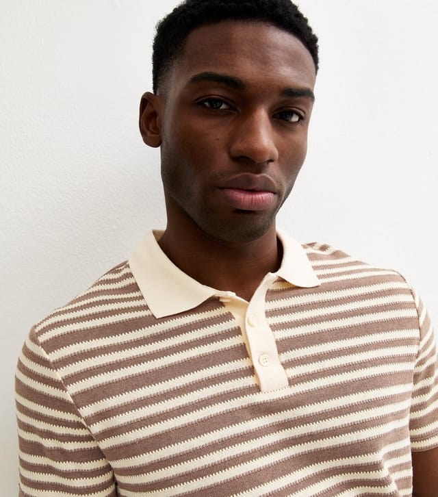 New Look Men's Cream Regular Striped Polo Shirt New Look - 2