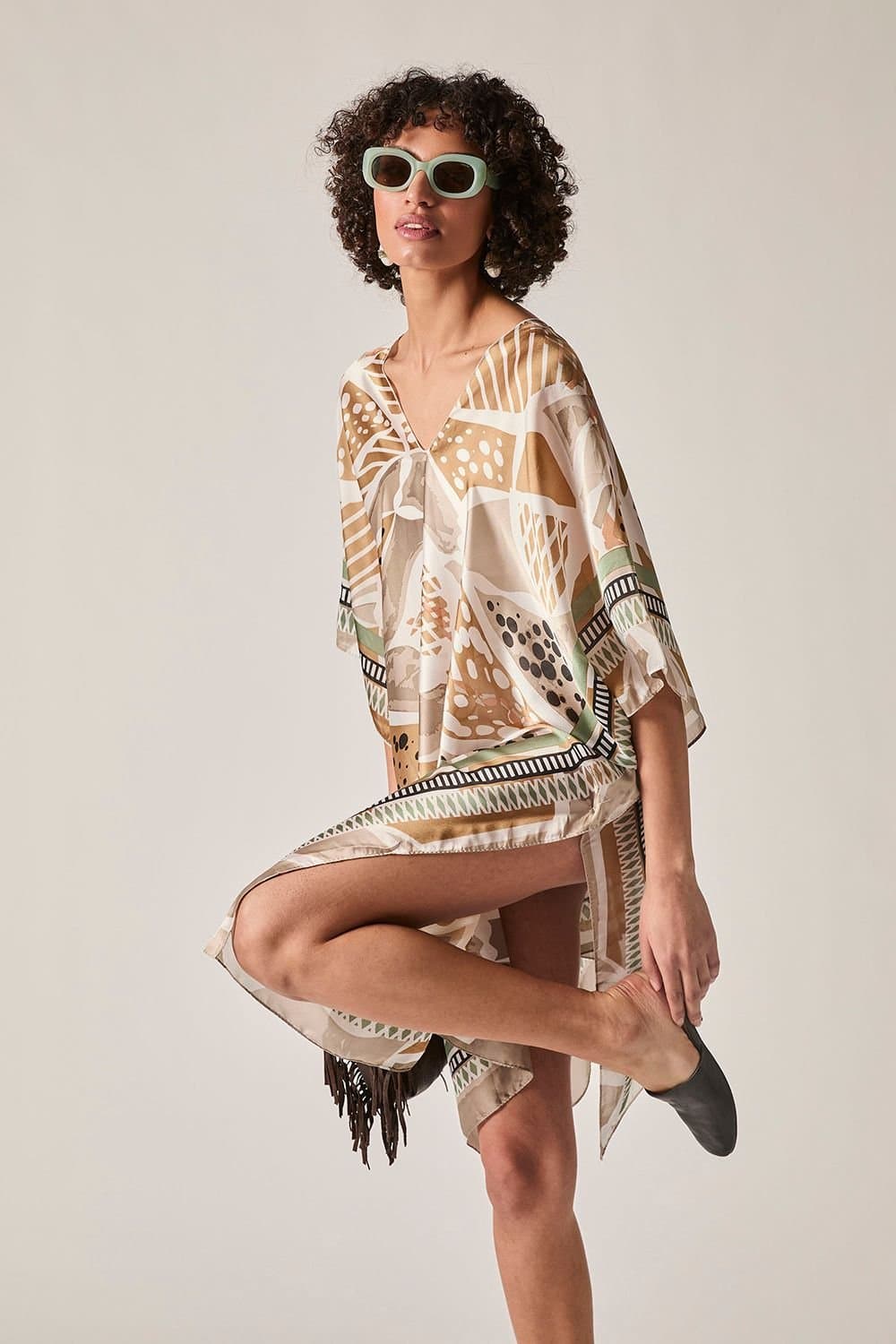 James Lakeland James Lakeland Women's Beige Petal Mosaic Kaftan