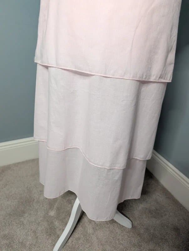 The Unbranded Brand Pastel Pink Tiered Cotton Linen Wedding Guest Outfit Blend Midi Dress - Size XL