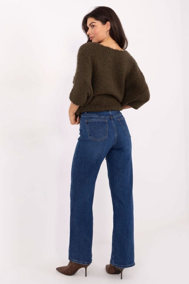 Love Lace Love Lace Women's Straight Leg High Waist Belt Charm Jeans in Blue - 3