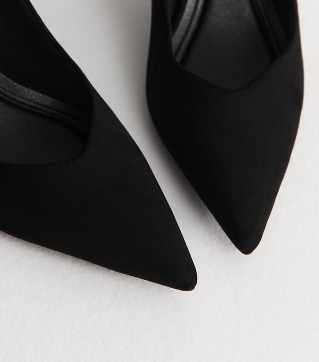 New Look Women's Black Faux Suede Horsebit Detail Slingback Pumps Vegan New Look - 3