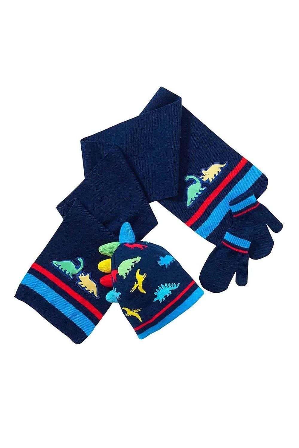 Hats Hats Hats Hats Hats Hats Men's Dinosaur Hat, Scarf & Glove Set in Navy