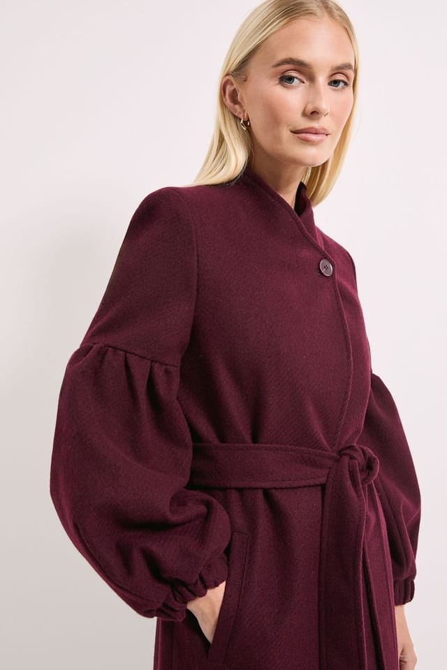 Wallis Wallis Women's Principles by Balloon Sleeve Coat in Berry - 2