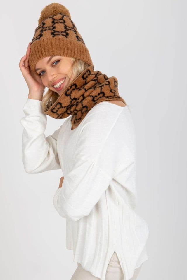 Love Lace Love Lace Women's Embroidered Bobble Hat with Adjustable Strap for Everyday in Brown - 2