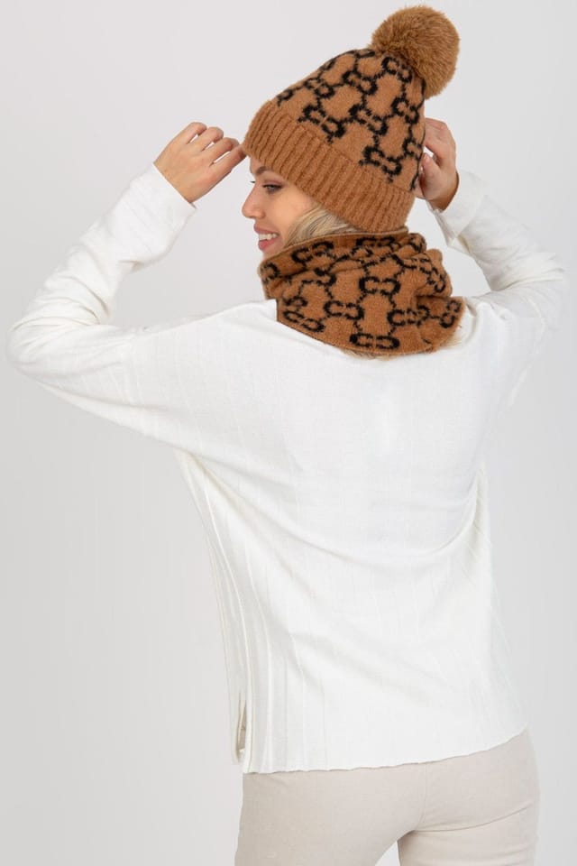 Love Lace Love Lace Women's Embroidered Bobble Hat with Adjustable Strap for Everyday in Brown - 3
