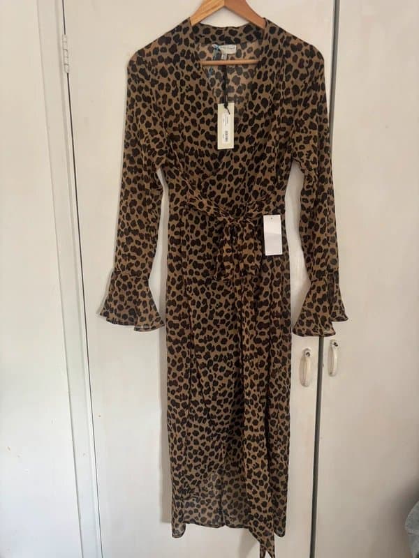 Never Fully Dressed Never Fully Dressed leopard print wrap midi dress BNWT UK 8