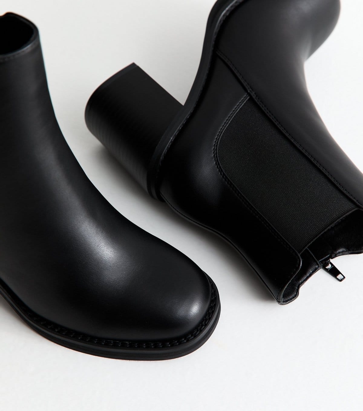 New Look Women's Faux Leather Black Block Heel Chelsea Boots Vegan New Look - 4