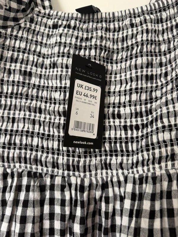 New Look Black Gingham Midi Dress with Frill Sleeves
