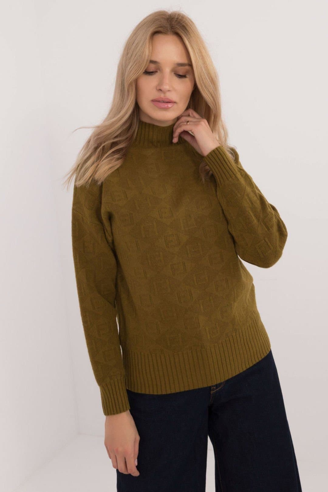 Love Lace Love Lace Women's Casual Half Turtleneck Sweater for Workwear in Olive