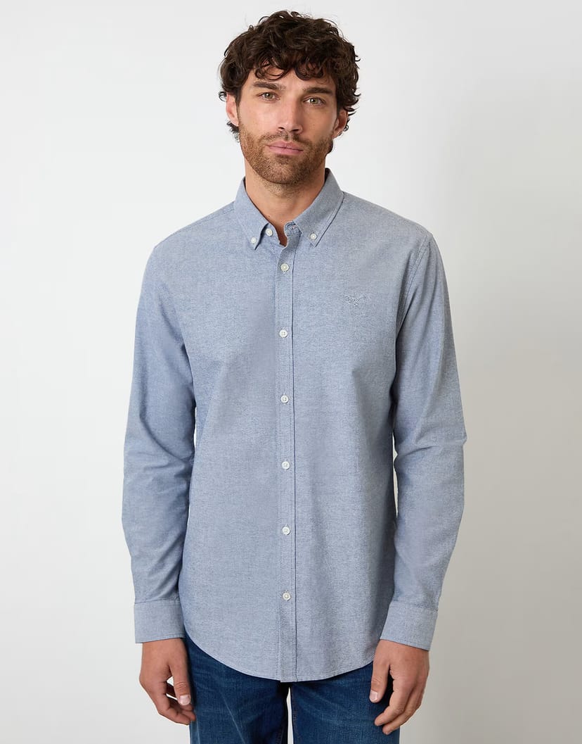ASOS Threadbare Oxford cotton long sleeve shirt in blue - 1
