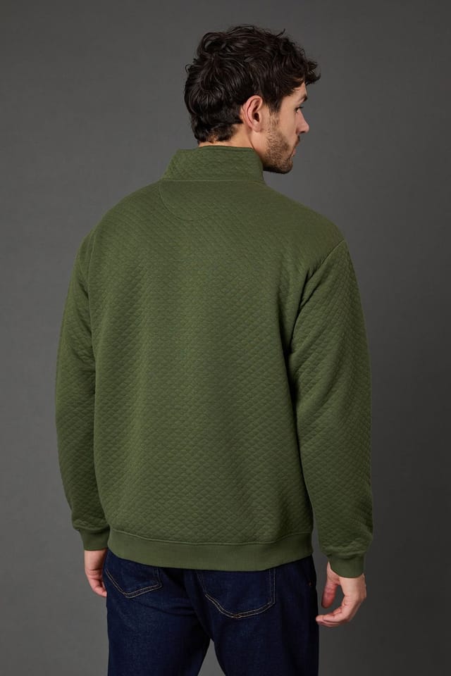Burton Burton Men's Khaki Quilted Half Zip Jumper - 3