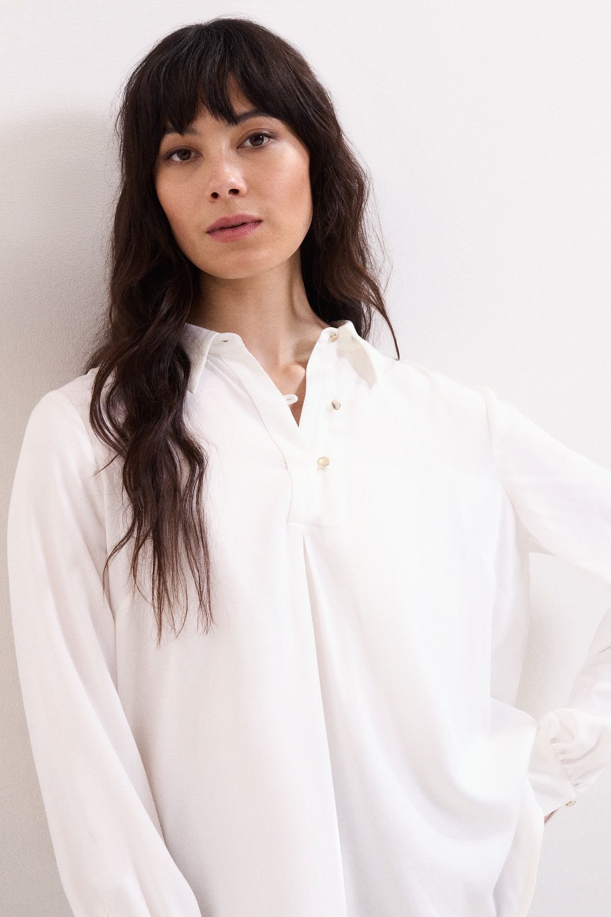 Phase Eight Phase Eight Women's Button Detailed Ashton Ivory Shirt in Off-White - 1