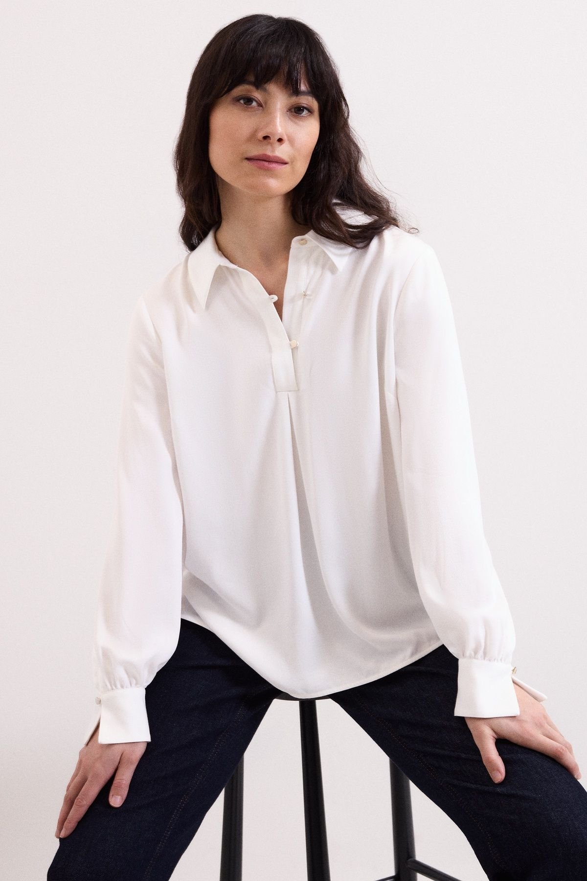 Phase Eight Phase Eight Women's Button Detailed Ashton Ivory Shirt in Off-White - 4
