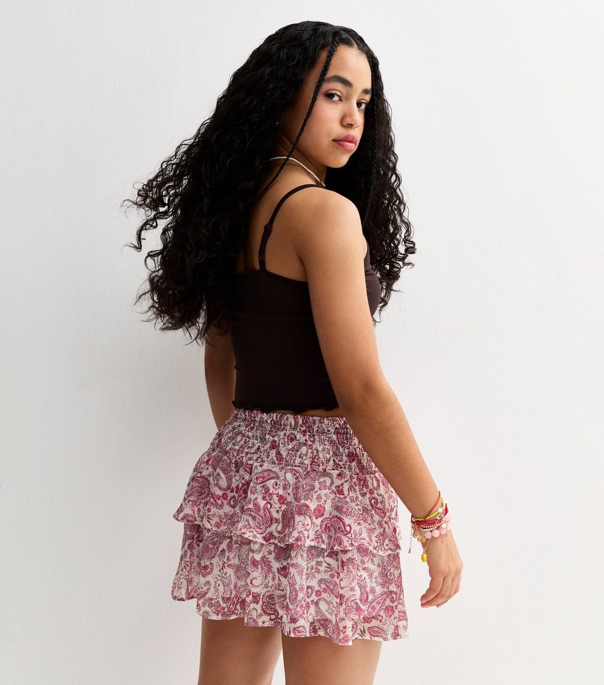 New Look Girls' Pink Chiffon Paisley Print Rara Skort New Look - 4