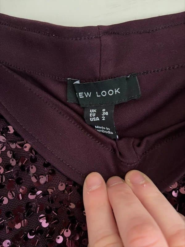 New Look Newlook Burgundy sequin flare trousers
