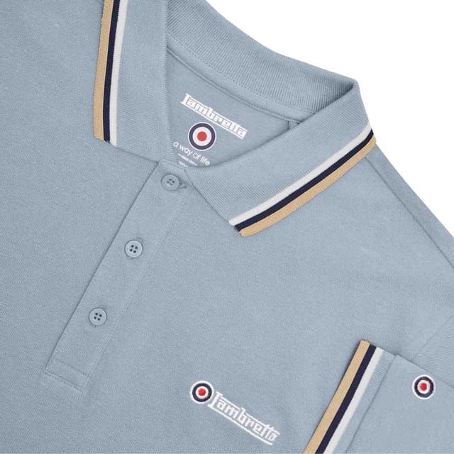 Lambretta Lambretta Men's SS25 Triple Tipped Big & Tall Polo Shirt in Dark Blue - 3