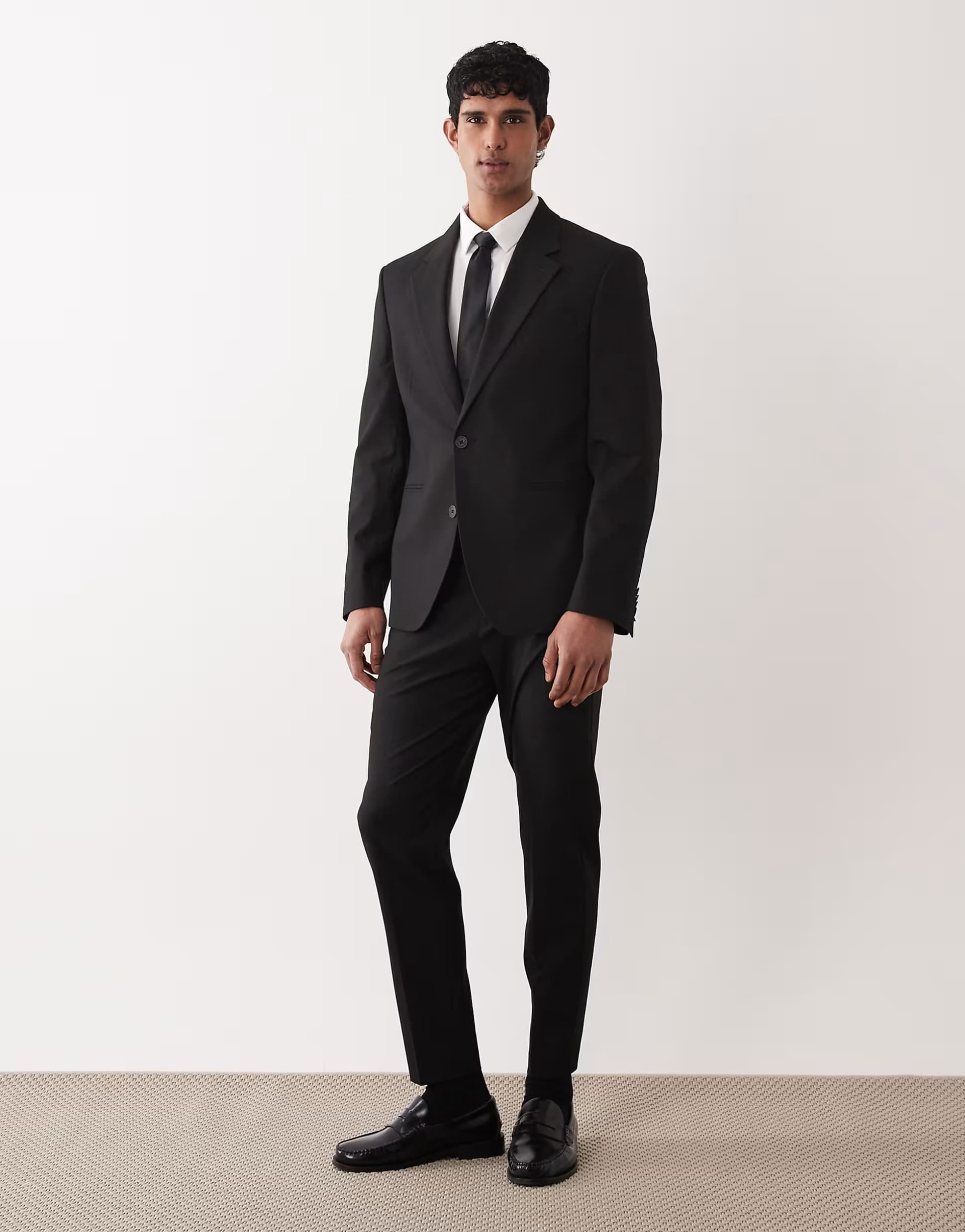 ASOS ASOS DESIGN tapered suit trousers in black