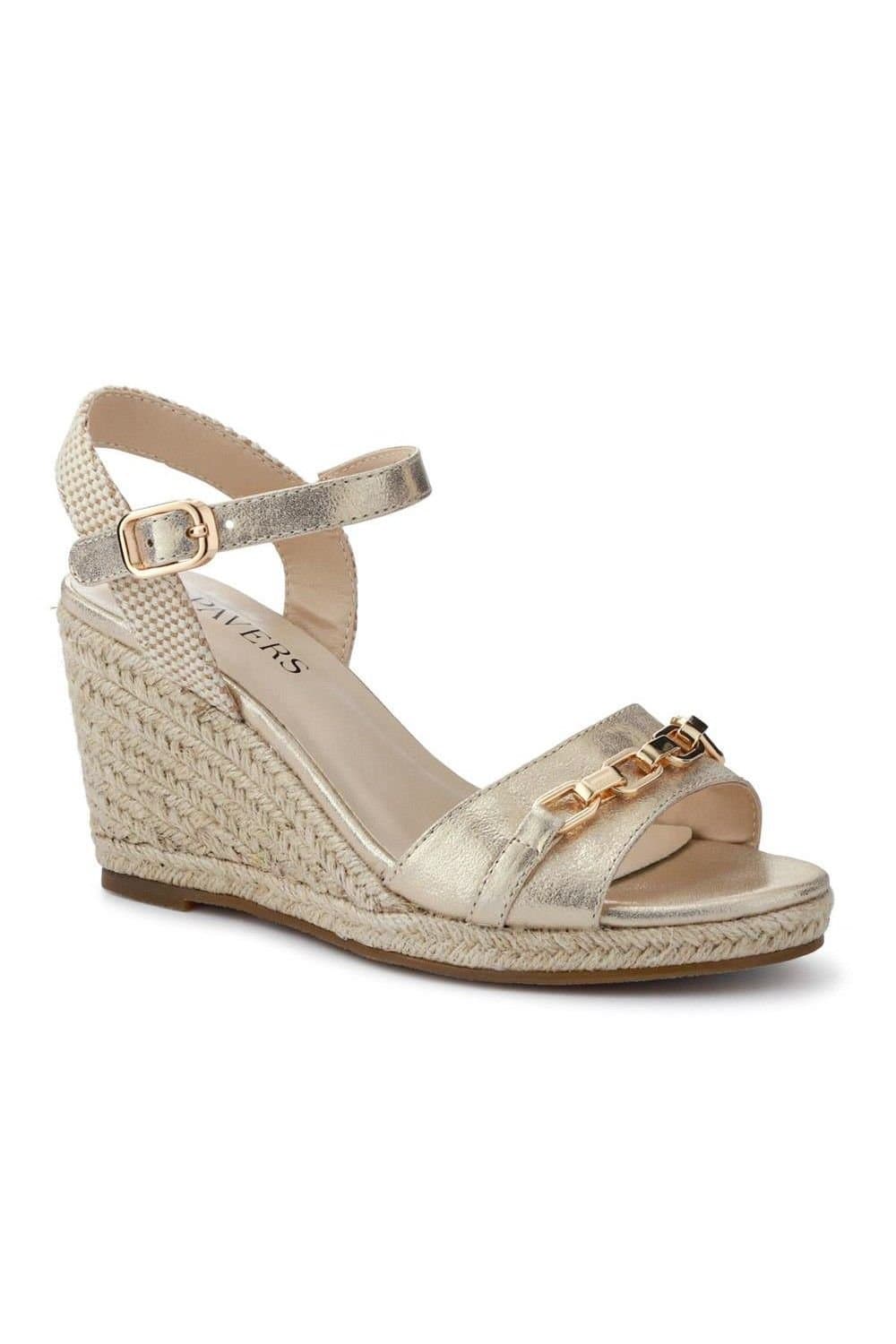 Pavers Pavers Women's Buckled Wedge-Heel Espadrilles in Gold