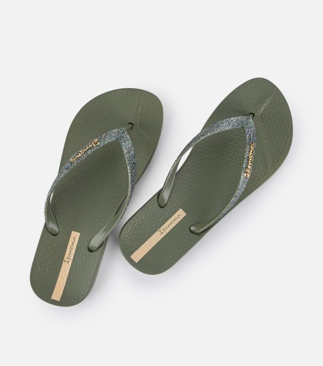 Ipanema Women's Khaki Glittery Strap Flip Flop Ipanema New Look - 2