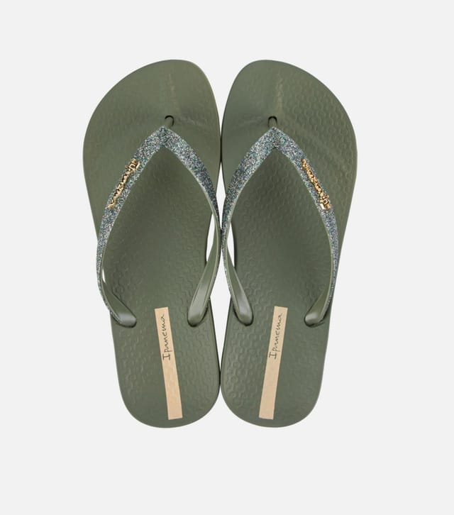 Ipanema Women's Khaki Glittery Strap Flip Flop Ipanema New Look - 3