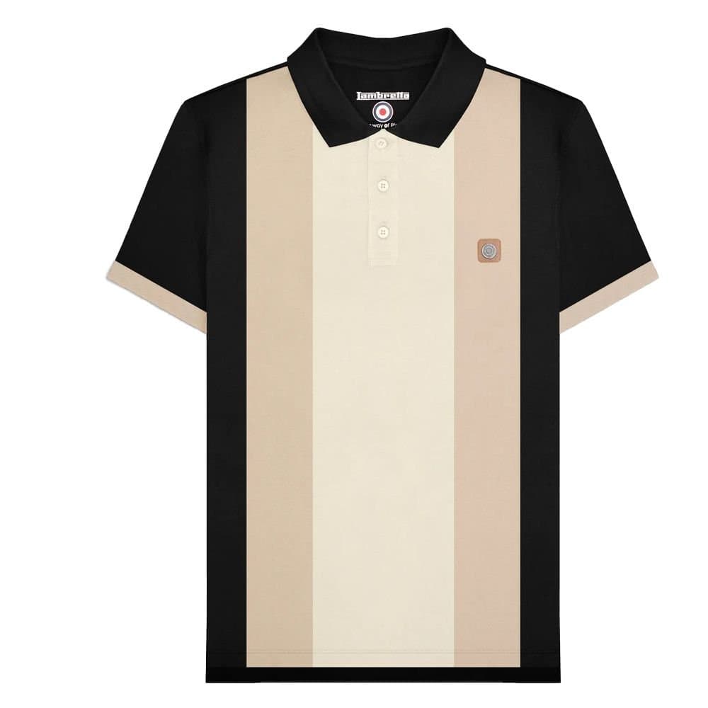 Lambretta Lambretta Men's Vintage Panelled Polo Shirt in Jet Black