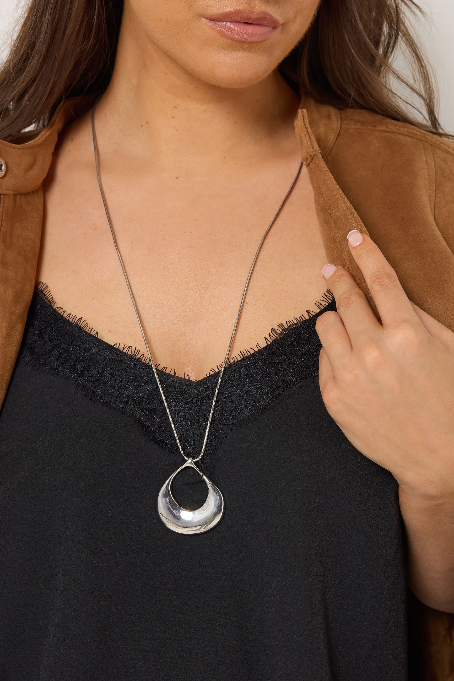 Yours Silver Tone Long Teardrop Pendant Necklace