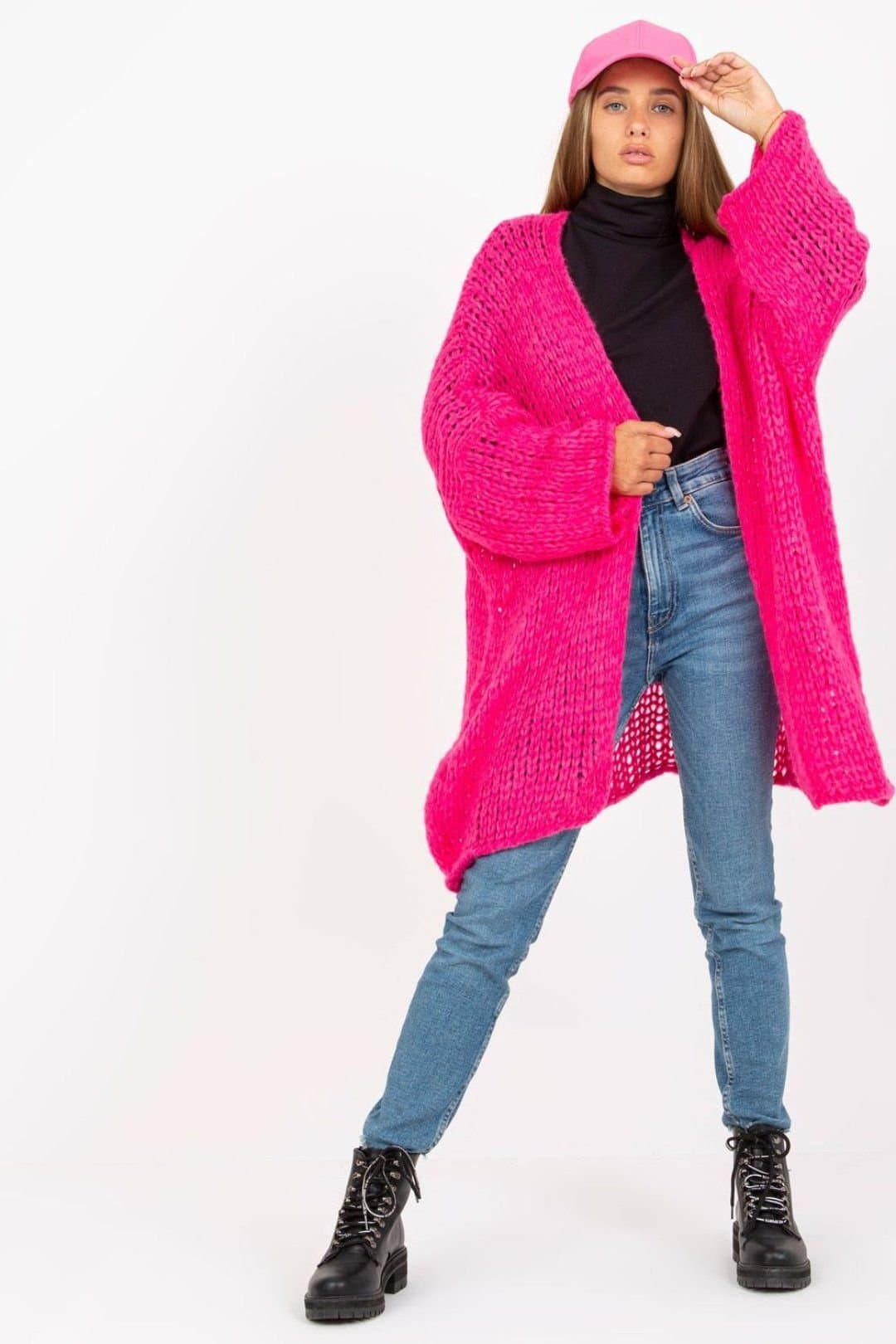 Love Lace Love Lace Women's Loose Fit Open Front Cardigan in Pink