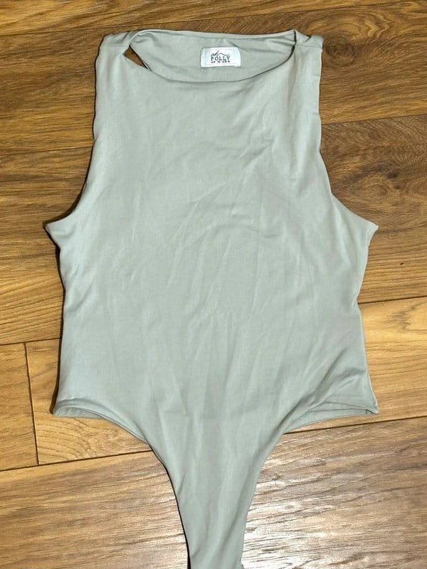 Oh Polly Oh Polly Sage Green Bodysuit | Summer Muscle Cut | Minimalist Sporty Chic | Size 10 - 1