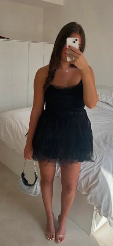 Bershka Berskha black tulle strapless dress