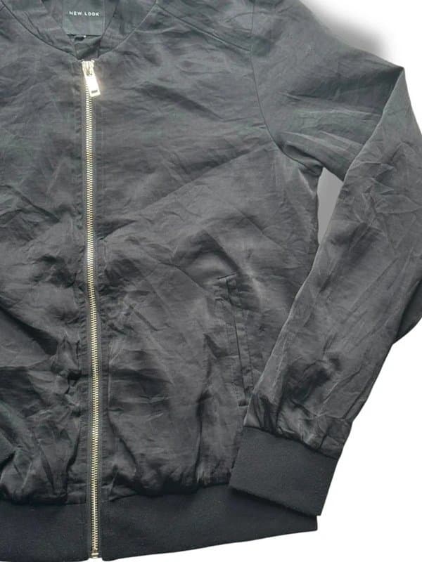 New Look New Look Black Satin Bomber Jacket UK 10 Lightweight Spring Streetwear