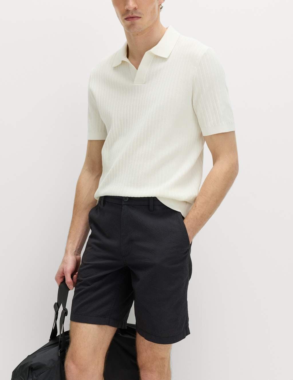 Marks & Spencer M&S Black Seersucker Chino Shorts