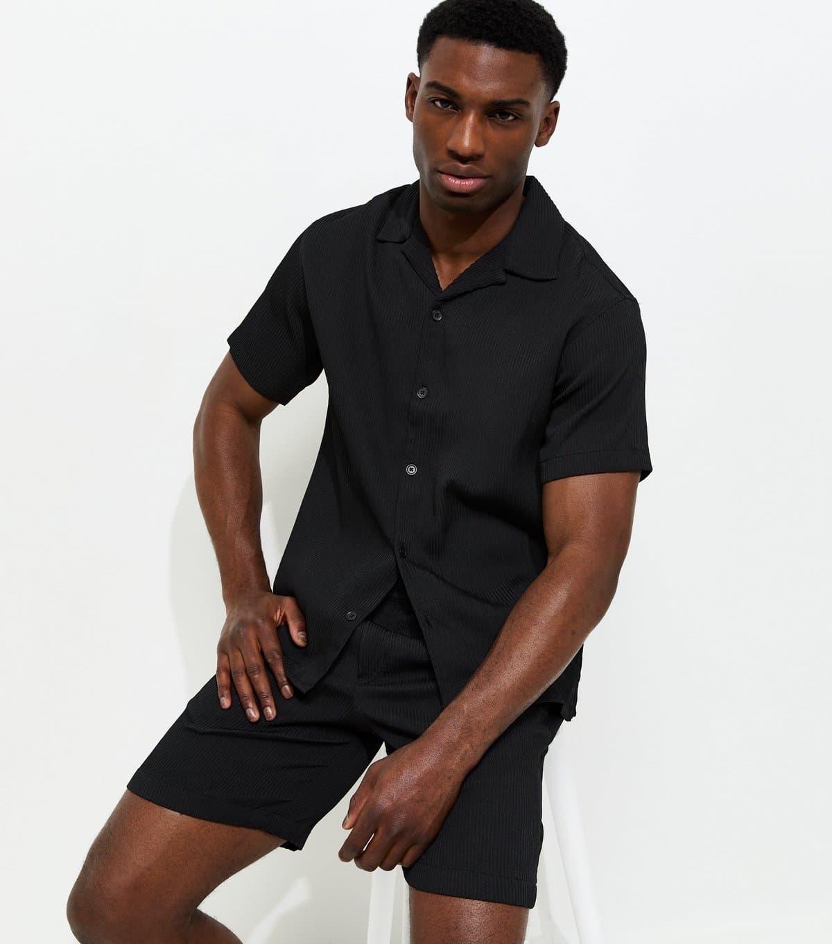 jack & jones Men's Black Relaxed Striped Short Sleeve Shirt Jack & Jones New Look