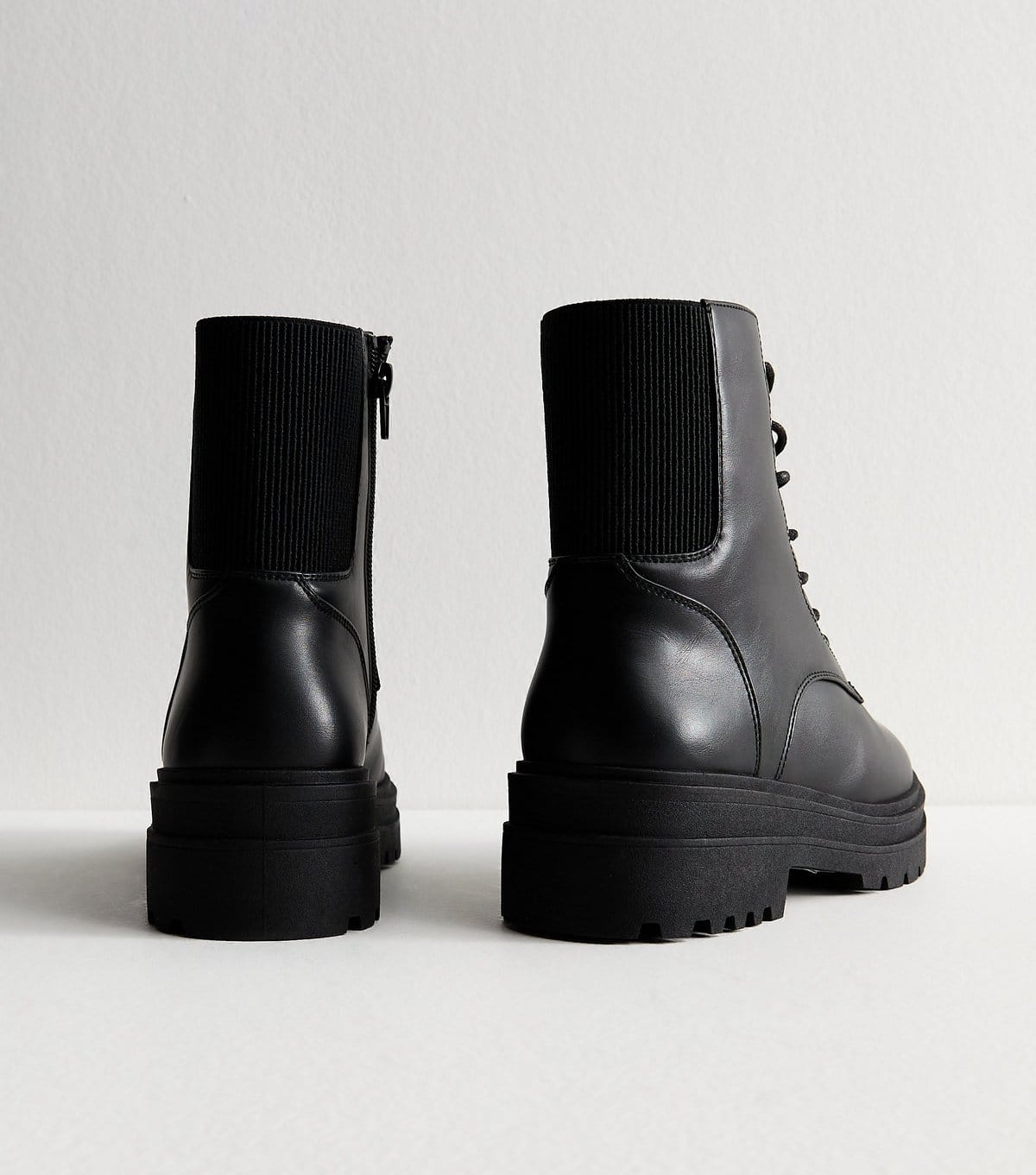 New Look Women's Wide Fit Black Faux Leather Biker Ankle Boots Vegan New Look - 4