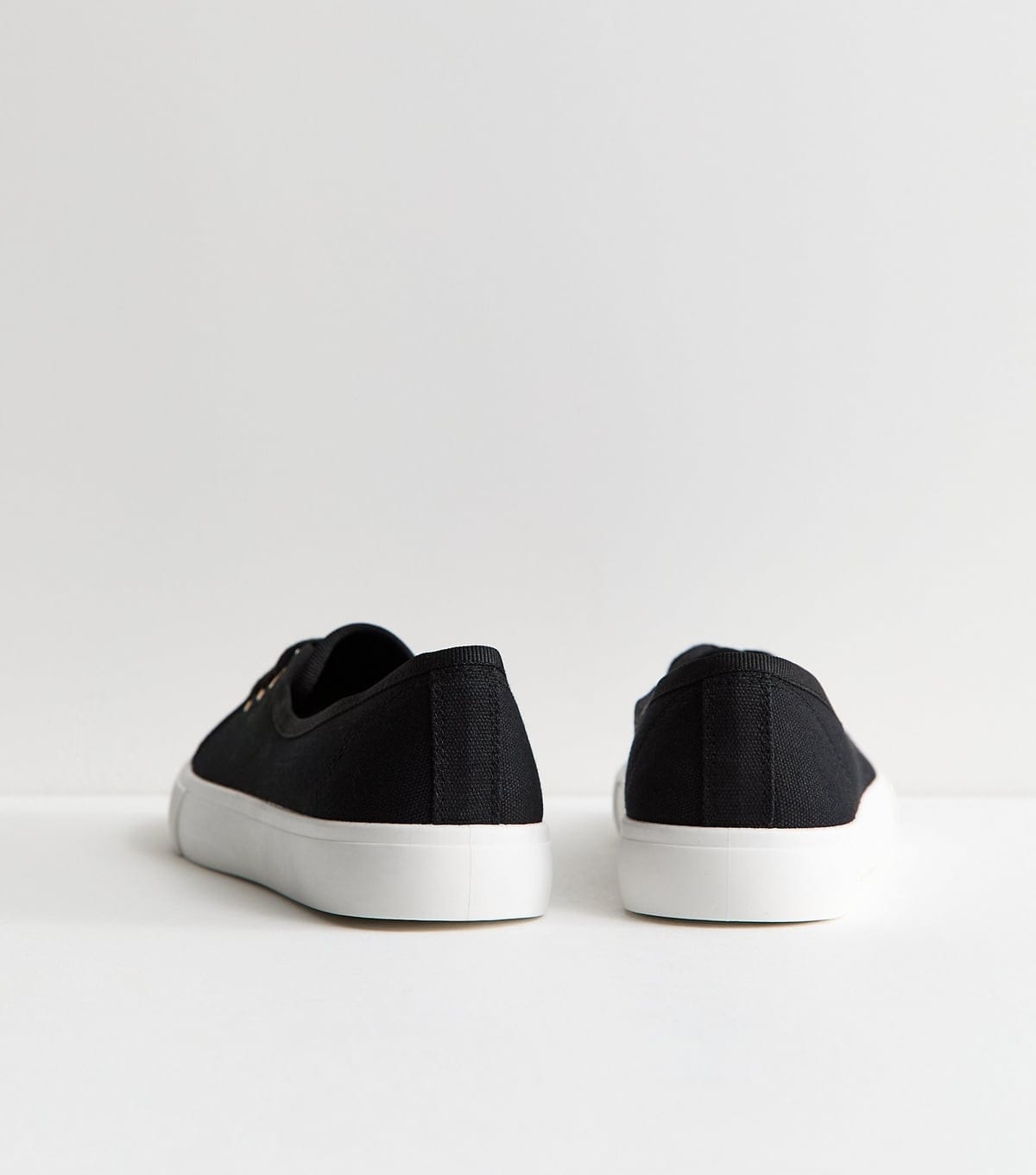 New Look Women's Black Canvas Half Lace Up Trainers Vegan New Look - 4