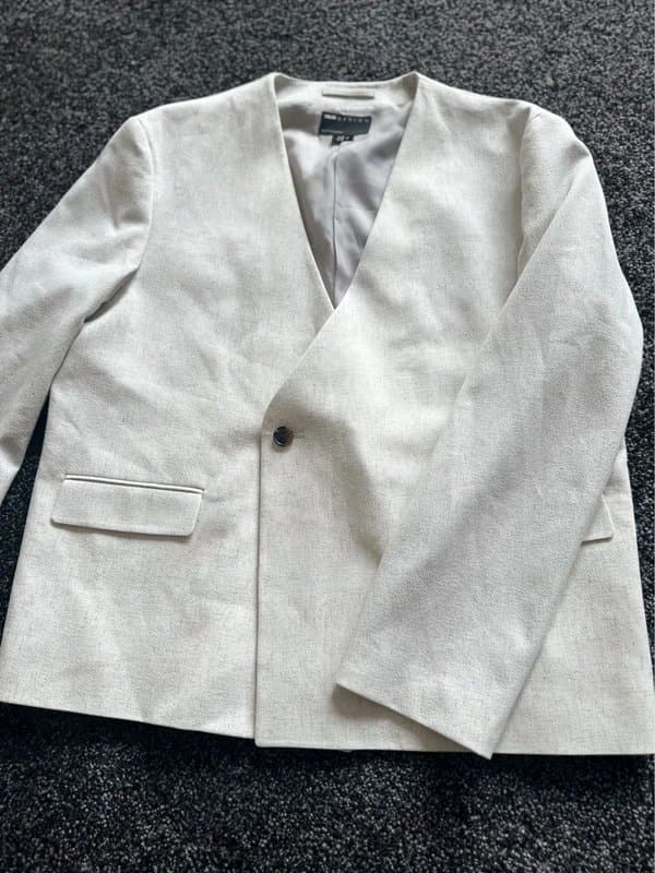 ASOS Design ASOS design Collarless Linen Blend Blazer Stone  UK 38 / US 38 / EU 48