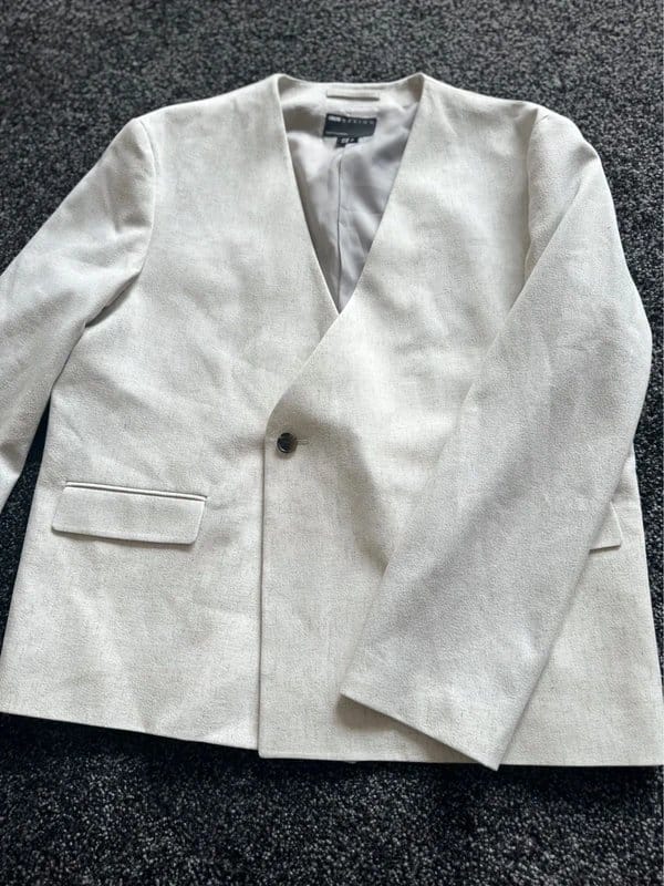 ASOS Design ASOS design Collarless Linen Blend Blazer Stone UK 38 / US 38 / EU 48 - 1