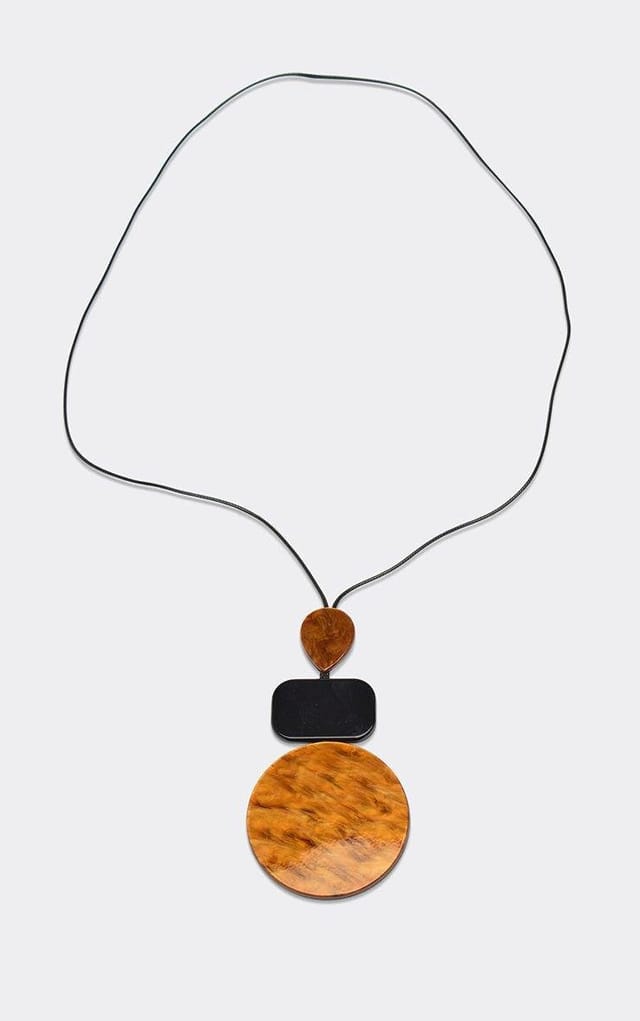 EGO Multi Shaped Resin Detail Drop Pendant Necklace In Brown, Women's Size UK 0 - 2