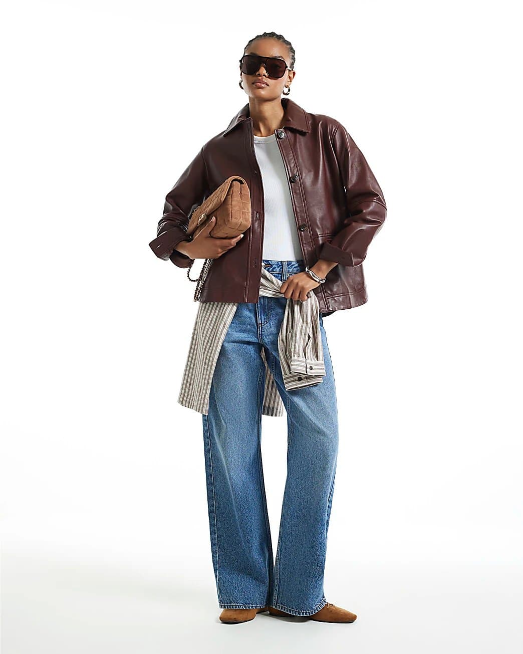River Island River Island Womens Red Leather Overshirt