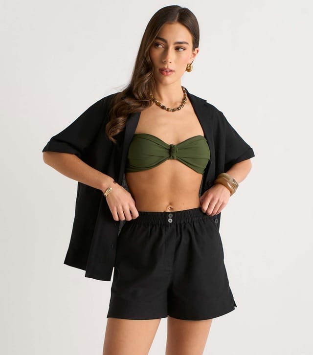 Gini London Women's Black Elasticated Waist Shorts Gini London New Look - 2