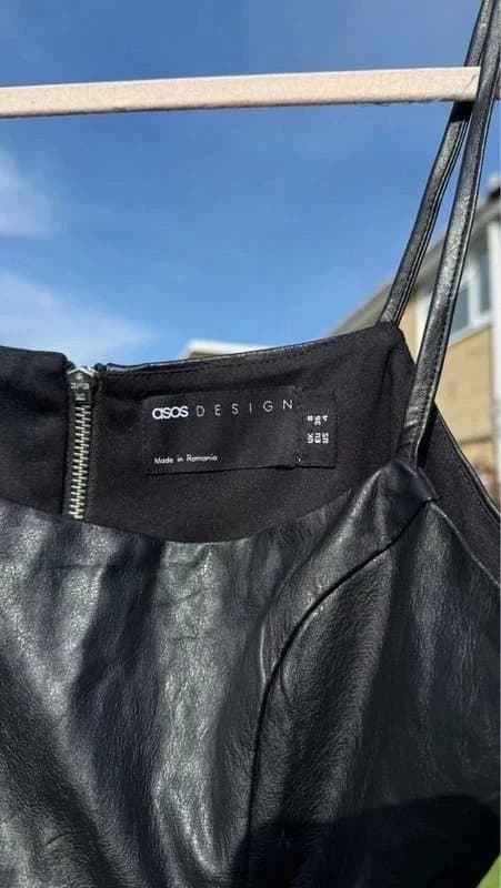 ASOS Design Black 90s style faux leather top