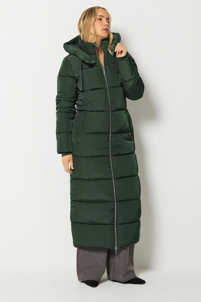 Long Tall Sally Long Tall Sally Women's Tall Padded Maxi Coat in Dark Green - 3
