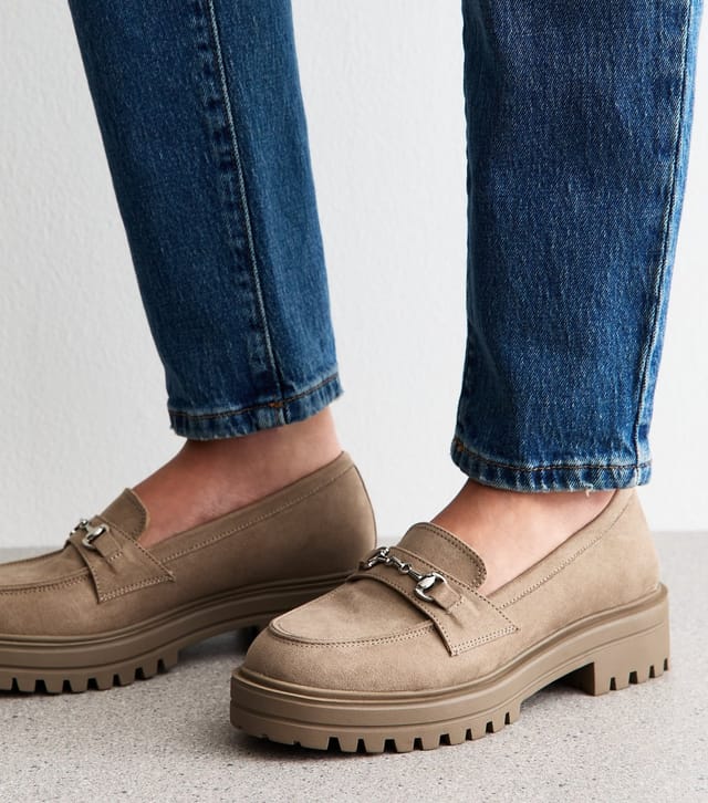 New Look Women's Light Brown Platform Faux Suede Loafer Vegan New Look - 3