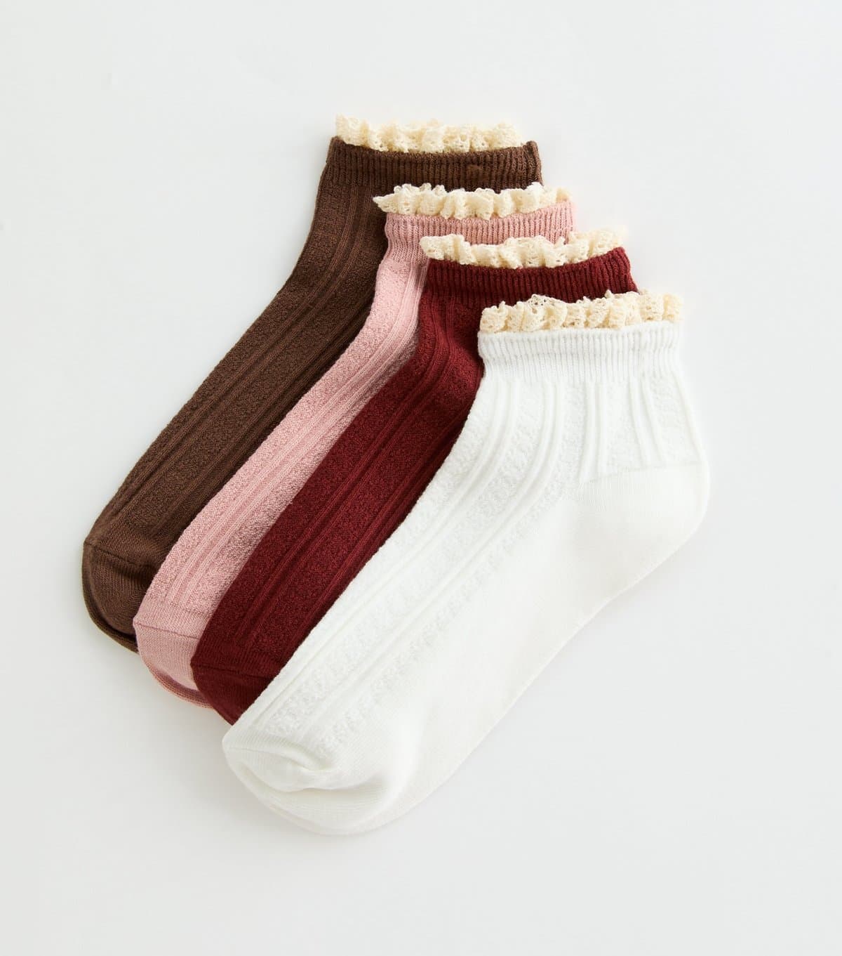 New Look Pack of 4 Multicolour Textured Frill Trainer Socks New Look